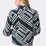 Jacquard Boxy Jacket Navy White 271073 CC37702 back