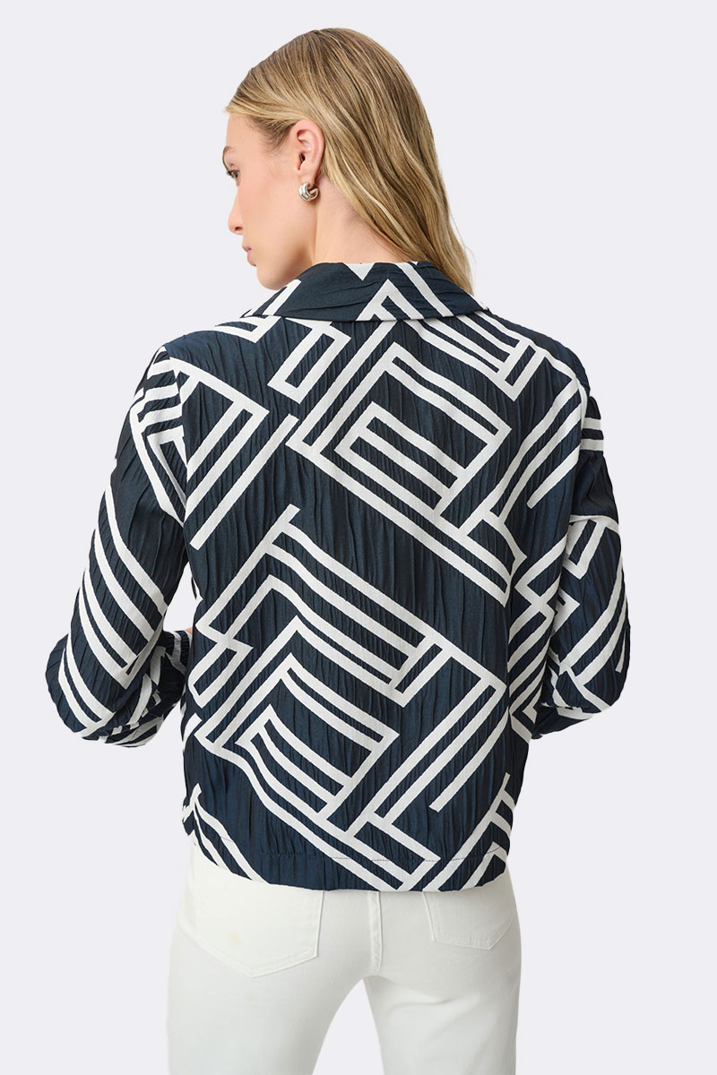 Jacquard Boxy Jacket Navy White 271073 CC37702 back