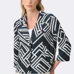 Jacquard Boxy Jacket Navy White 271073 CC37702 front