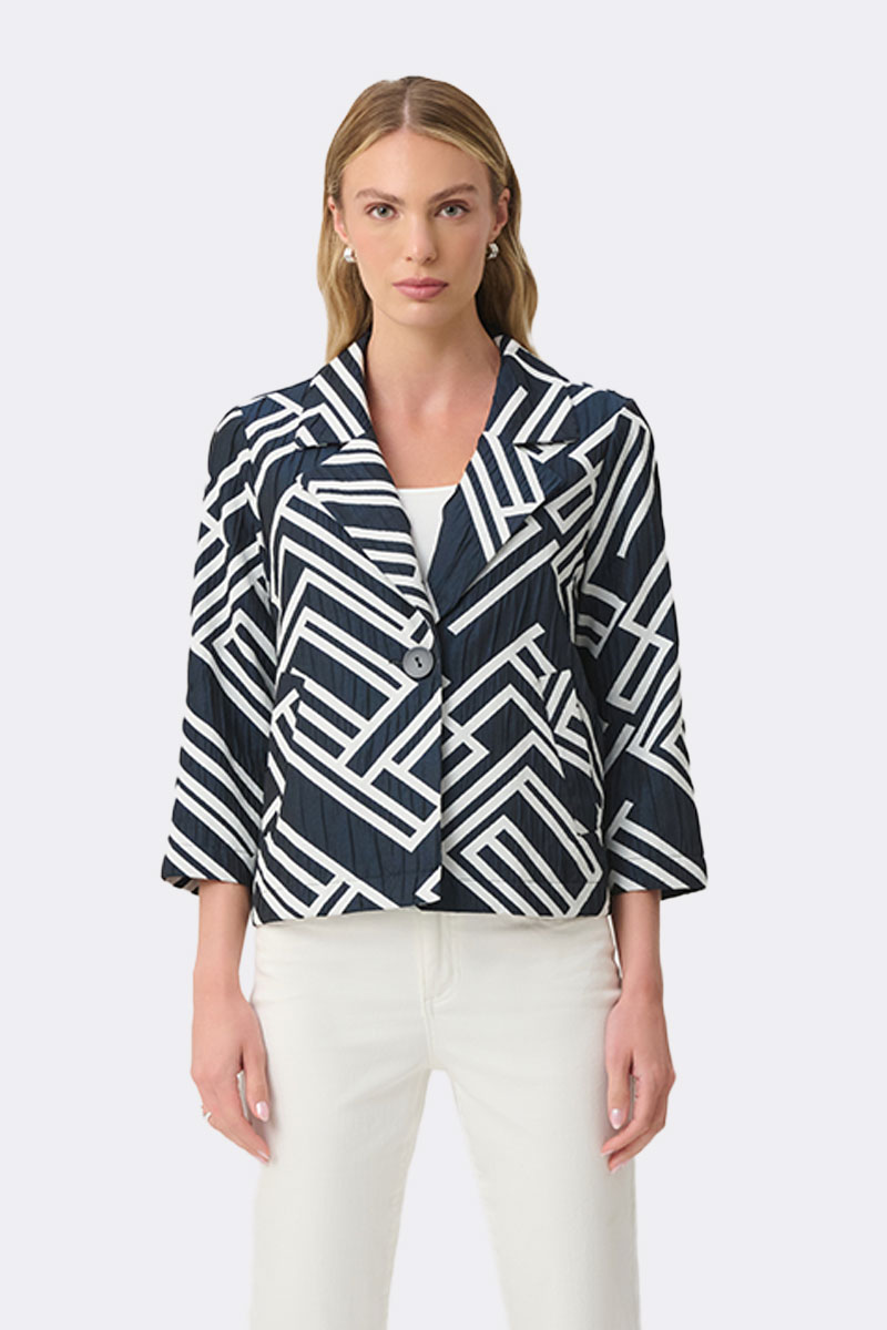 Jacquard Boxy Jacket Navy White 271073 CC37702 front 2