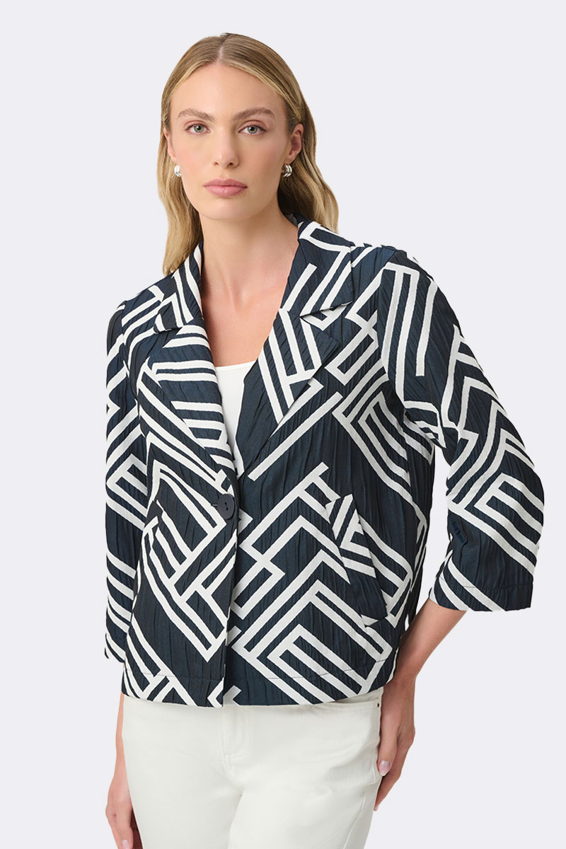 Jacquard Boxy Jacket Navy White 271073 CC37702 front