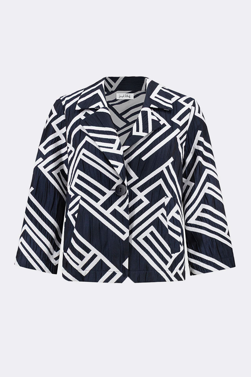 Jacquard Boxy Jacket Navy White 271073 CC37702 jacket