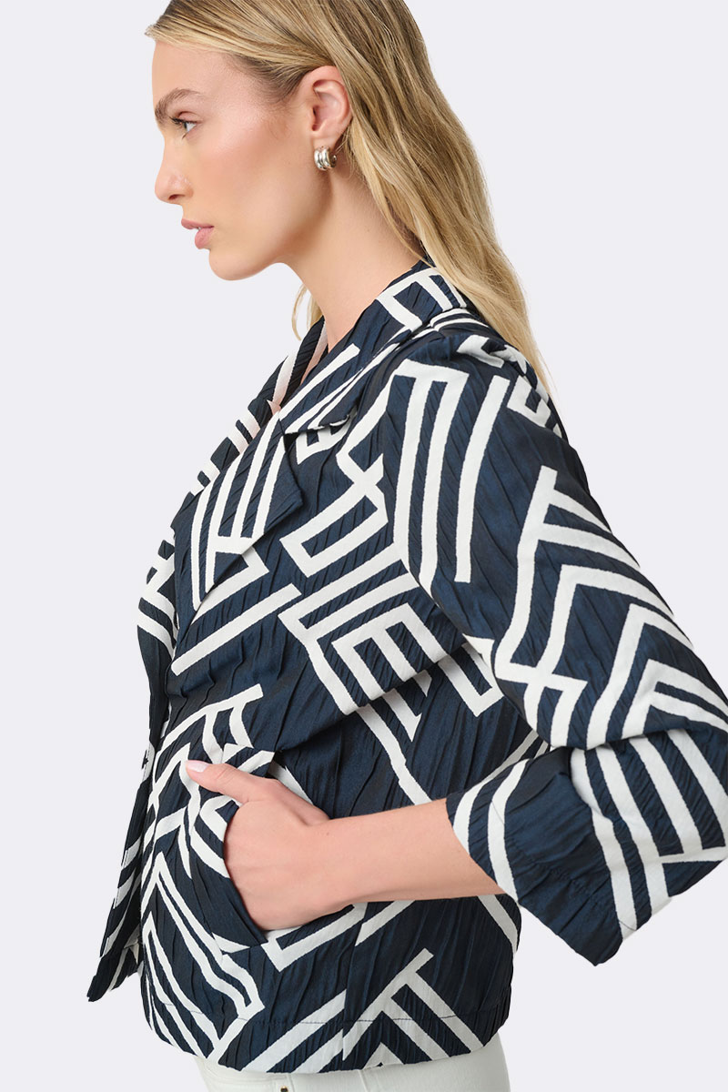 Jacquard Boxy Jacket Navy White 271073 CC37702 side