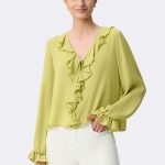 Long Sleeve Ruffle Top Wasabi 271180 CC37697 front 2