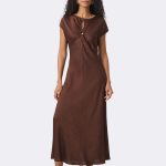 Midi A Line Dress Mahogany 271090 CC37701 front