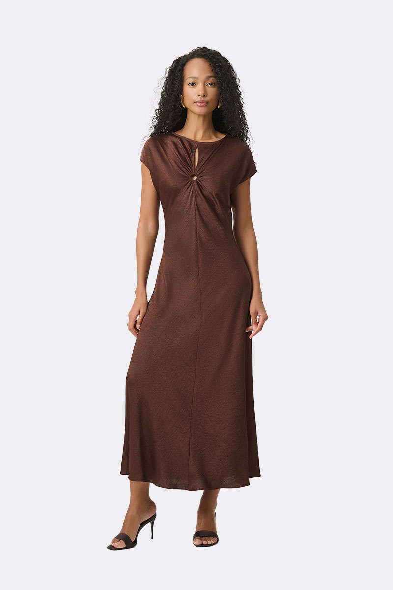 Midi A Line Dress Mahogany 271090 CC37701 front