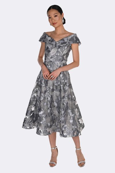 Off Shoulder Embroidered Dress Grey 269271 CC37438 2