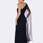 One Shoulder Ruched Dress Midnight 269025 CC37431 back