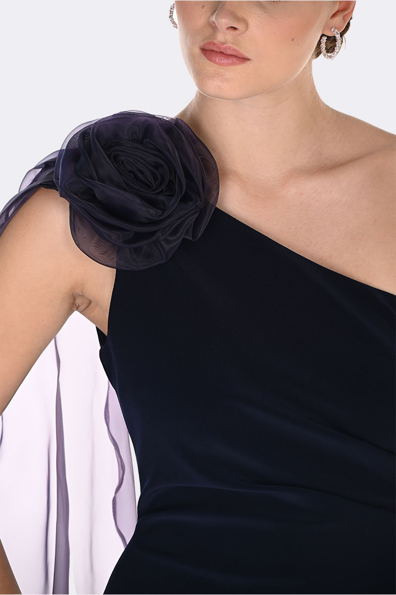 One Shoulder Ruched Dress Midnight 269025 CC37431 close