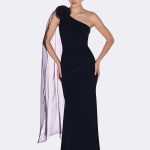 One Shoulder Ruched Dress Midnight 269025 CC37431 front