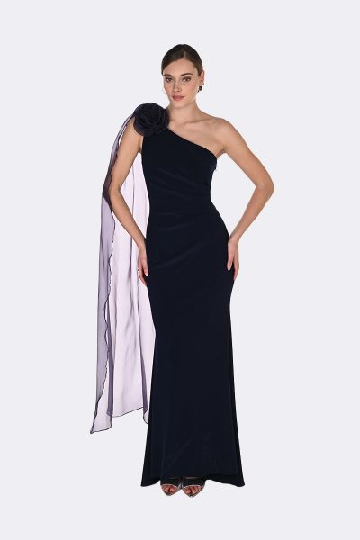 One Shoulder Ruched Dress Midnight 269025 CC37431 front