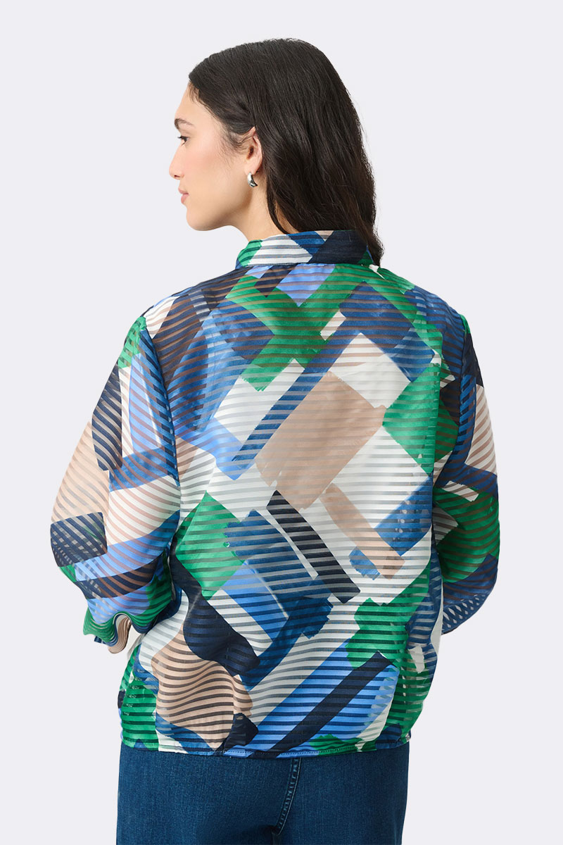 Print Bomber Jacket Blue Green 271058 CC37704 back