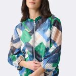 Print Bomber Jacket Blue Green 271058 CC37704 front