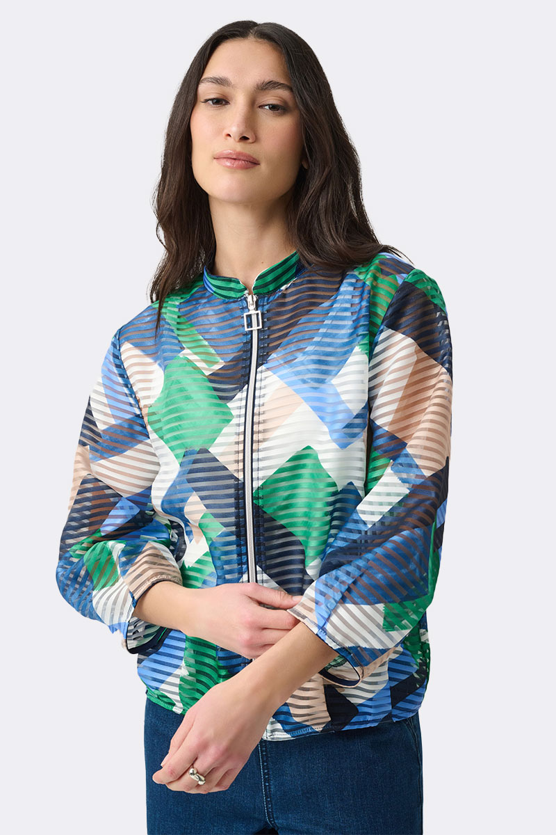 Print Bomber Jacket Blue Green 271058 CC37704 front