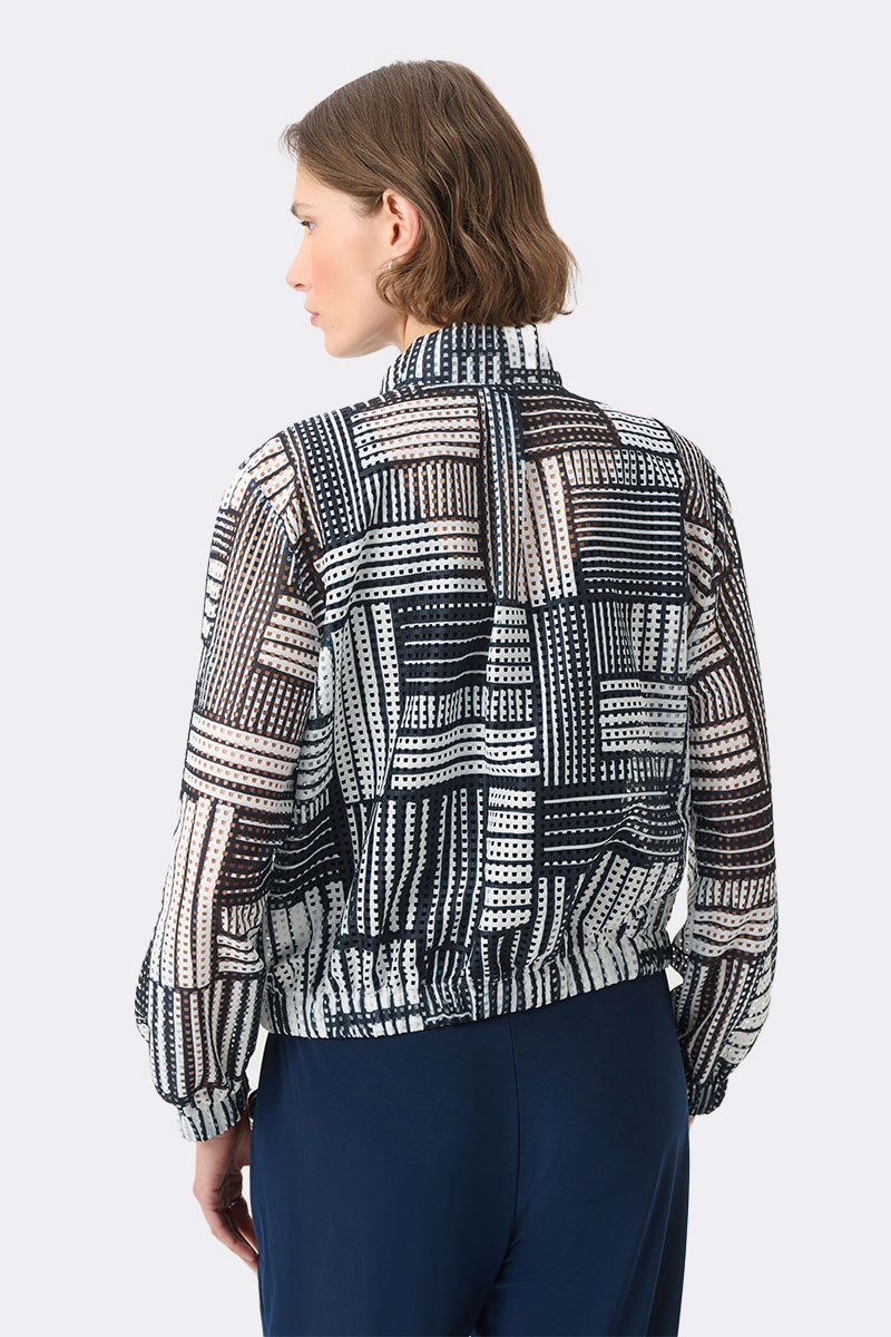 Printed Mesh Zip Jacket Indigo 271617 CC37696 back