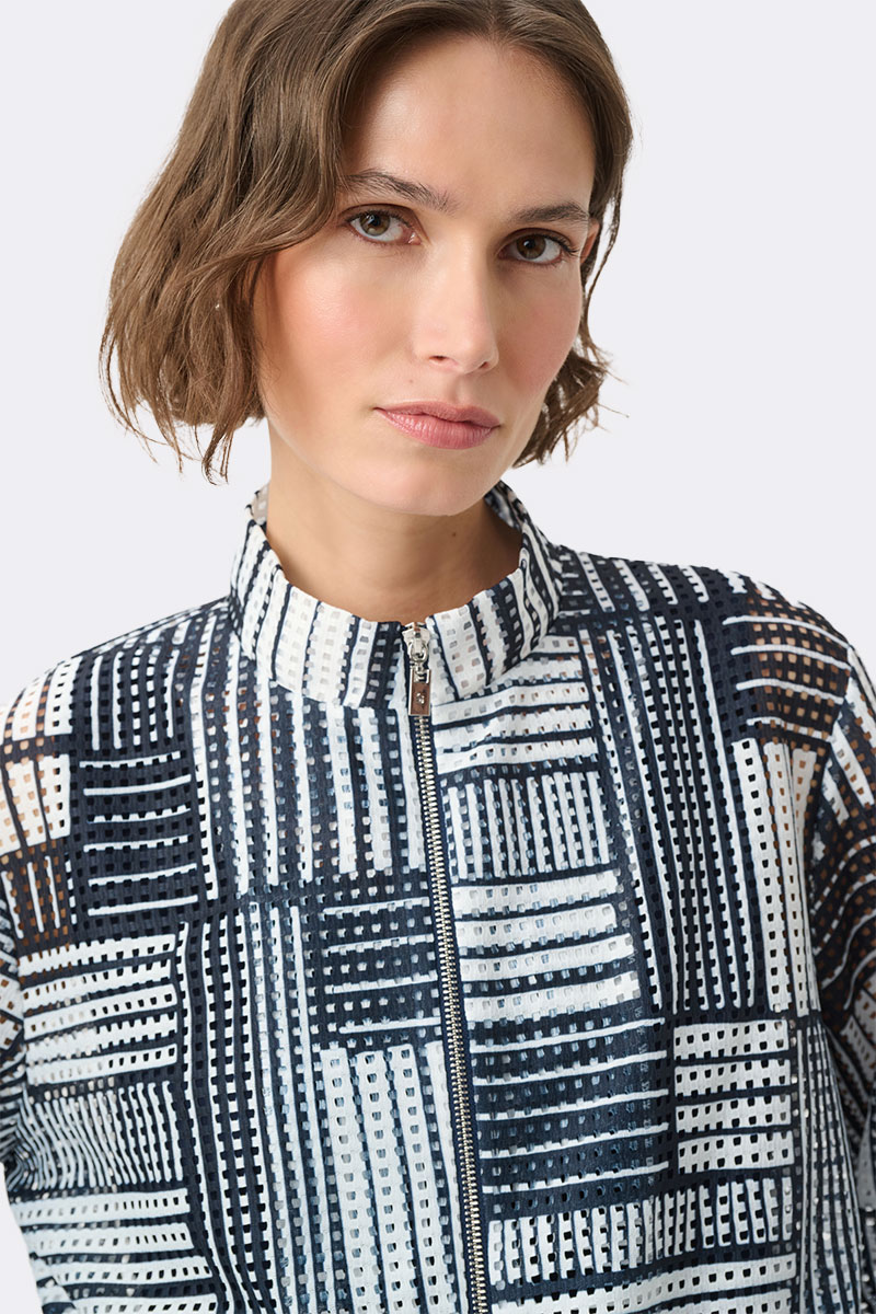 Printed Mesh Zip Jacket Indigo 271617 CC37696 close