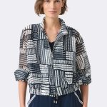 Printed Mesh Zip Jacket Indigo 271617 CC37696 front
