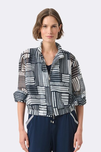 Printed Mesh Zip Jacket Indigo 271617 CC37696 front