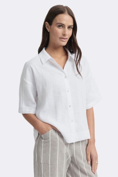 Relaxed Fit Button Shirt White Ytwn4388 CC37338 angle