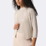 Rhinestone 3 4 Sleeve Jacket Sand 271750 CC37692 angle