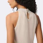 Rhinestone Mock Neck Top Sand 271751 CC37691 back