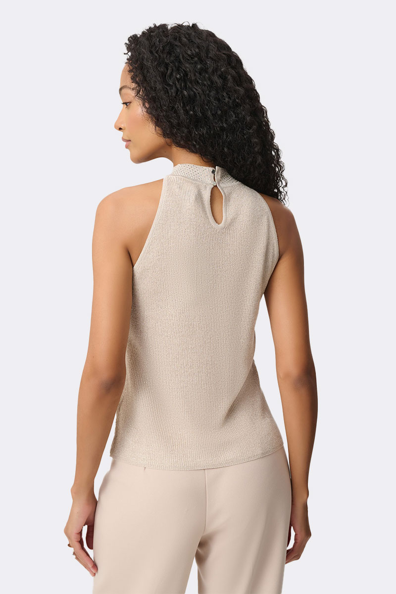 Rhinestone Mock Neck Top Sand 271751 CC37691 back2