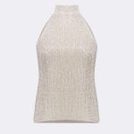 Rhinestone Mock Neck Top Sand 271751 CC37691 top