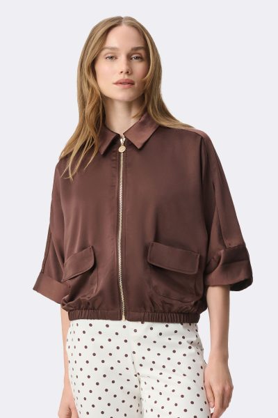 Satin Blouson Jacket Mahogany 271974 CC37707 front