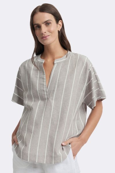 Scoop Hem Notch Neck Top Earth Ytwn4387 CC37337 front