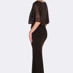 Sequin Overlay Long Dress Mocha 269220 CC37423 back