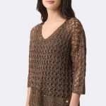 Sequin V Neck Jumper Mahogany 271979 CC37708 angle