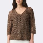 Sequin V Neck Jumper Mahogany 271979 CC37708 front