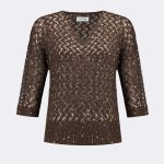 Sequin V Neck Jumper Mahogany 271979 CC37708 jumper