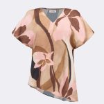 Short Sleeve V Neck Asymmetrical Top Beige Pink 271098 CC37699 shirt
