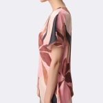 Short Sleeve V Neck Asymmetrical Top Beige Pink 271098 CC37699 side