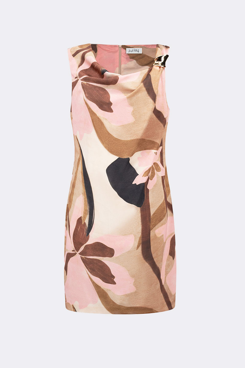 Sleeveless Floral Shift Dress Beige Pink 271175 CC37698 dress
