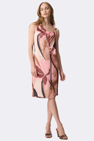 Sleeveless Floral Shift Dress Beige Pink 271175 CC37698 front