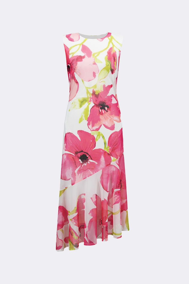 Sleeveless Print Flounce Dress Vanilla Pink 271068 CC37703 dress