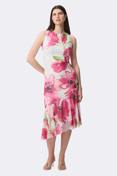 Sleeveless Print Flounce Dress Vanilla Pink 271068 CC37703 front