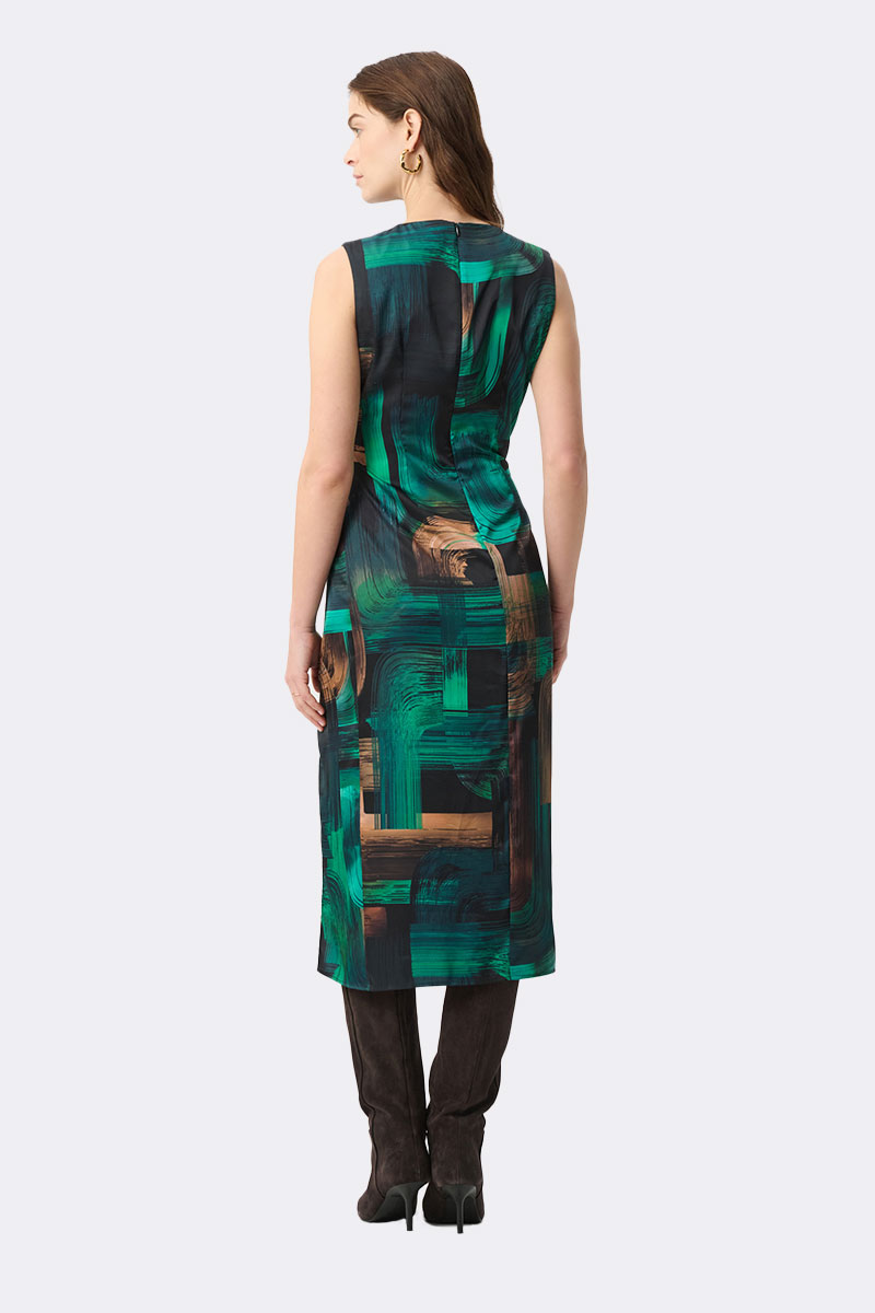 Sleeveless Print Sheath Dress Teal 264202 CC37684 back