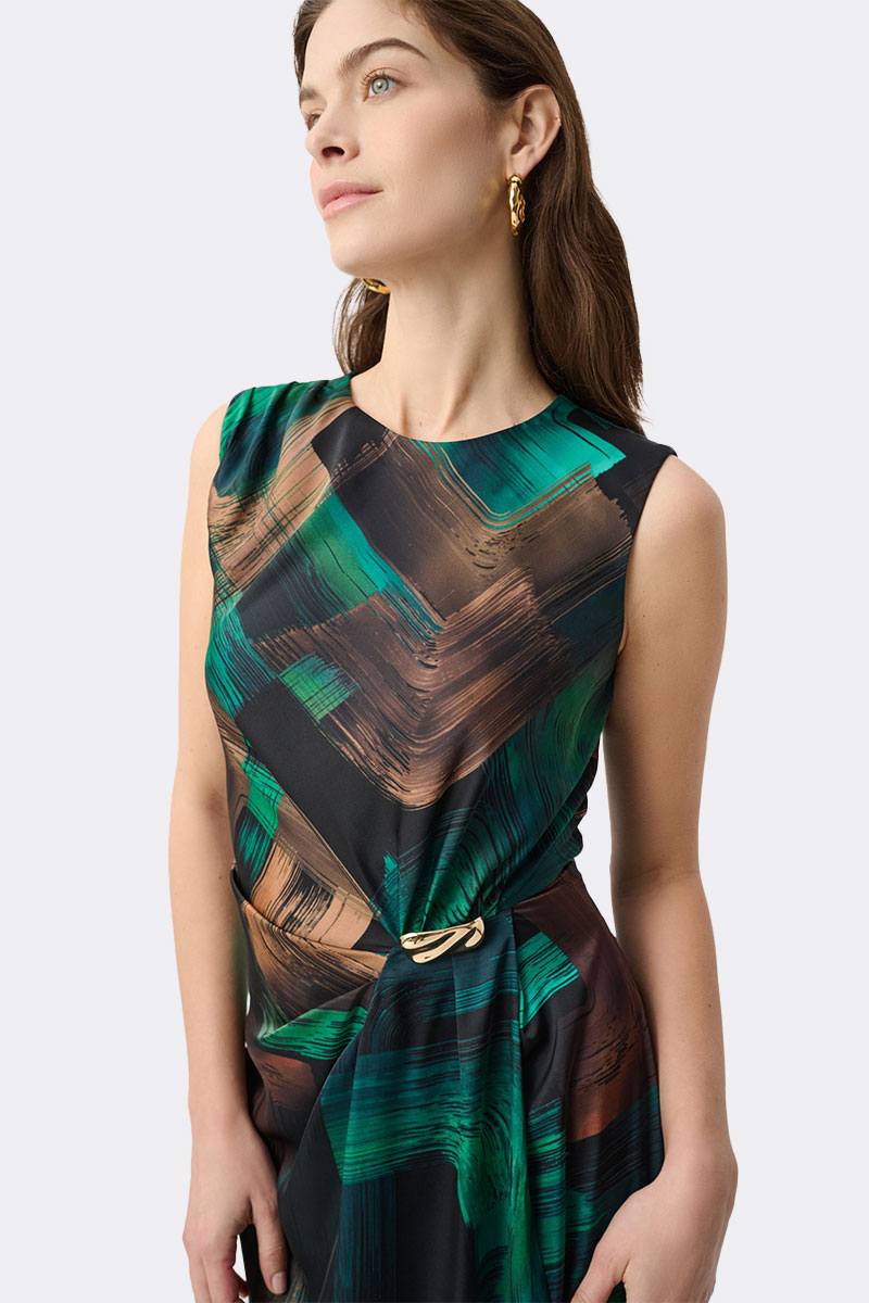 Sleeveless Print Sheath Dress Teal 264202 CC37684 close