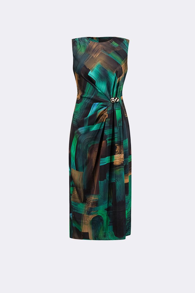 Sleeveless Print Sheath Dress Teal 264202 CC37684 dress