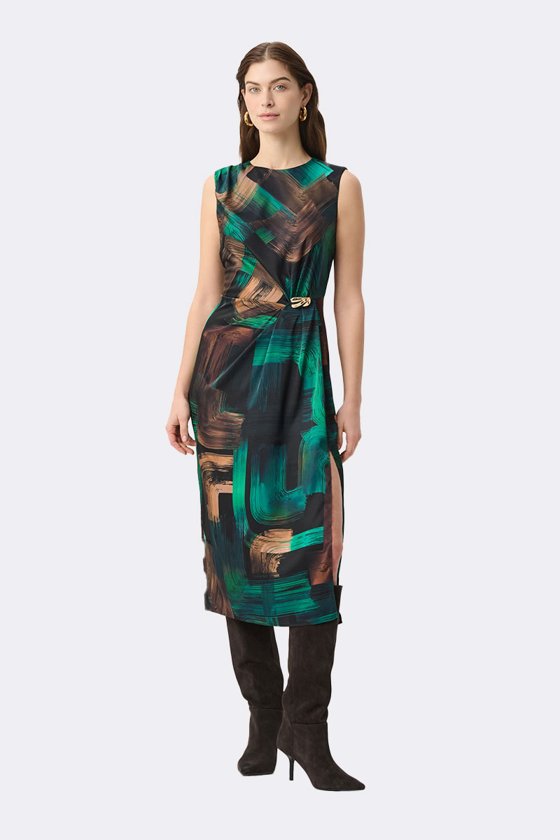 Sleeveless Print Sheath Dress Teal 264202 CC37684 front