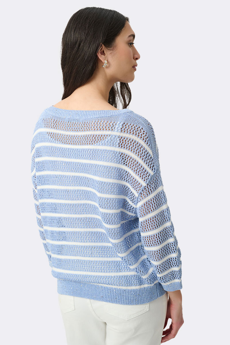 Stripe Sequin Jumper Cornflower 271956 CC37687 back