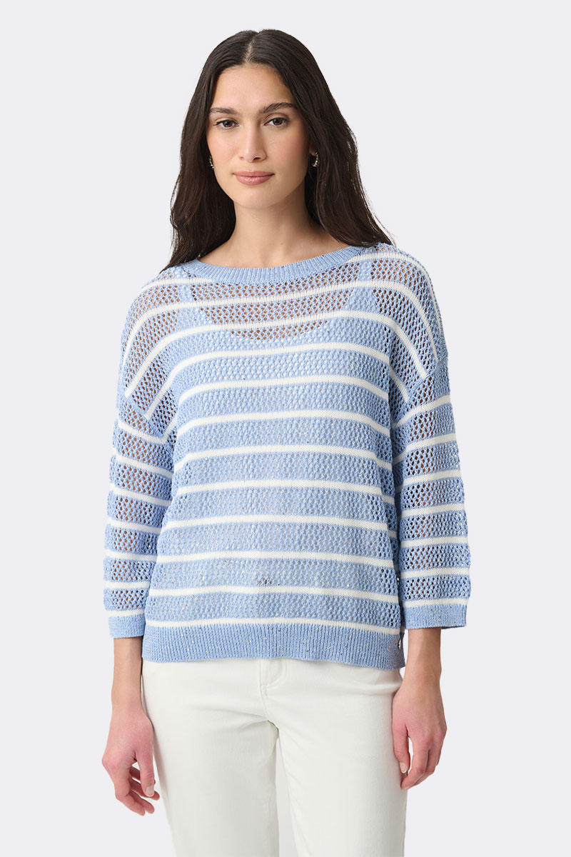 Stripe Sequin Jumper Cornflower 271956 CC37687 front