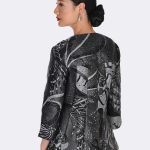 Textured A Line Jacket Black Grey 269373 CC37455 back