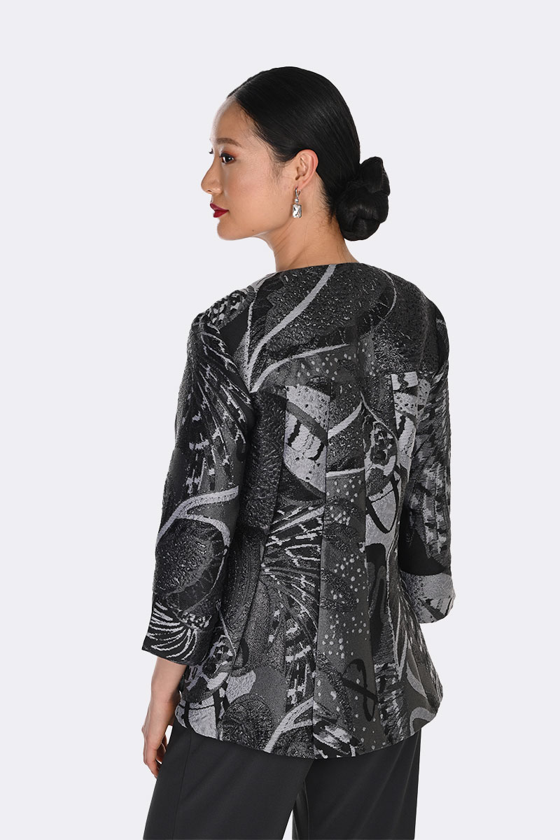 Textured A Line Jacket Black Grey 269373 CC37455 back