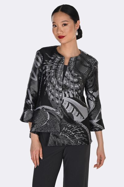 Textured A Line Jacket Black Grey 269373 CC37455 front