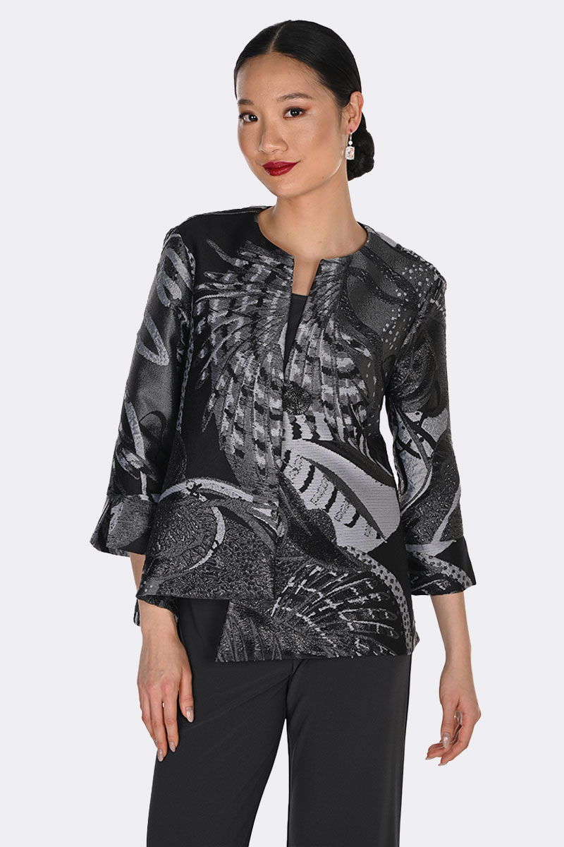 Textured A Line Jacket Black Grey 269373 CC37455 front