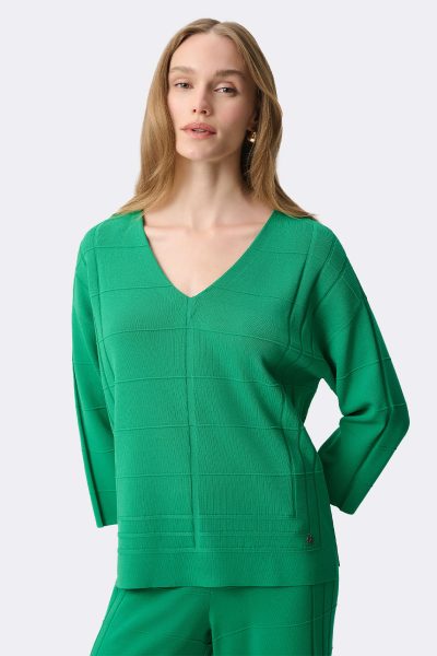 Textured V Neck Jumper Green 271954 CC37688 angle